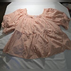 Old Navy Peach Checkered Top